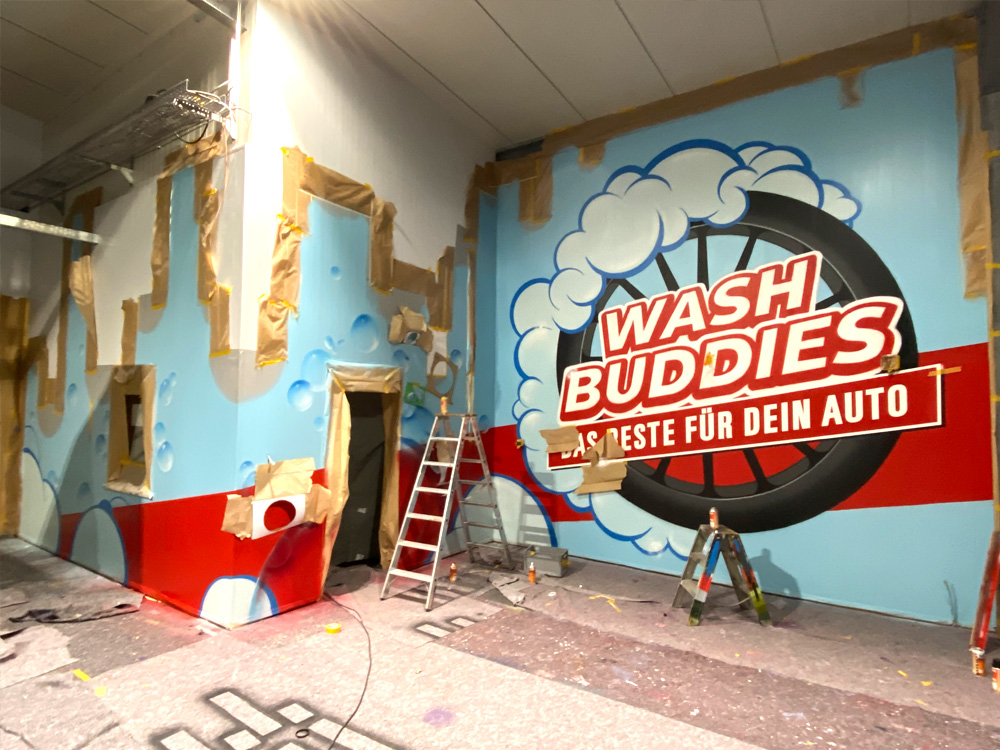 Graffiti Autowaschanlage Wash Buddies Fuerth Auftrag Innenraumgestaltung 06