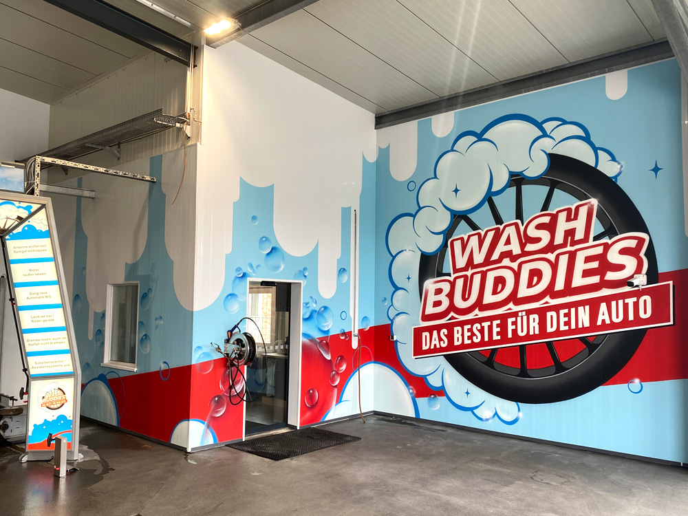 Graffiti Autowaschanlage Wash Buddies Fuerth Auftrag Innenraumgestaltung 09